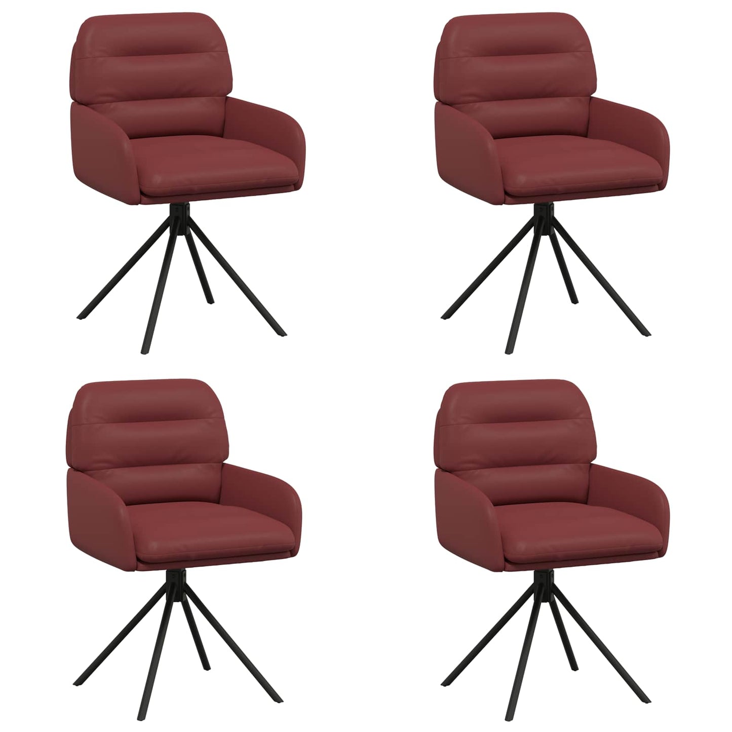Svingende Spisestole 4 pcs Kunstlæder Vinrød 59 x 59,5 x 90 cm