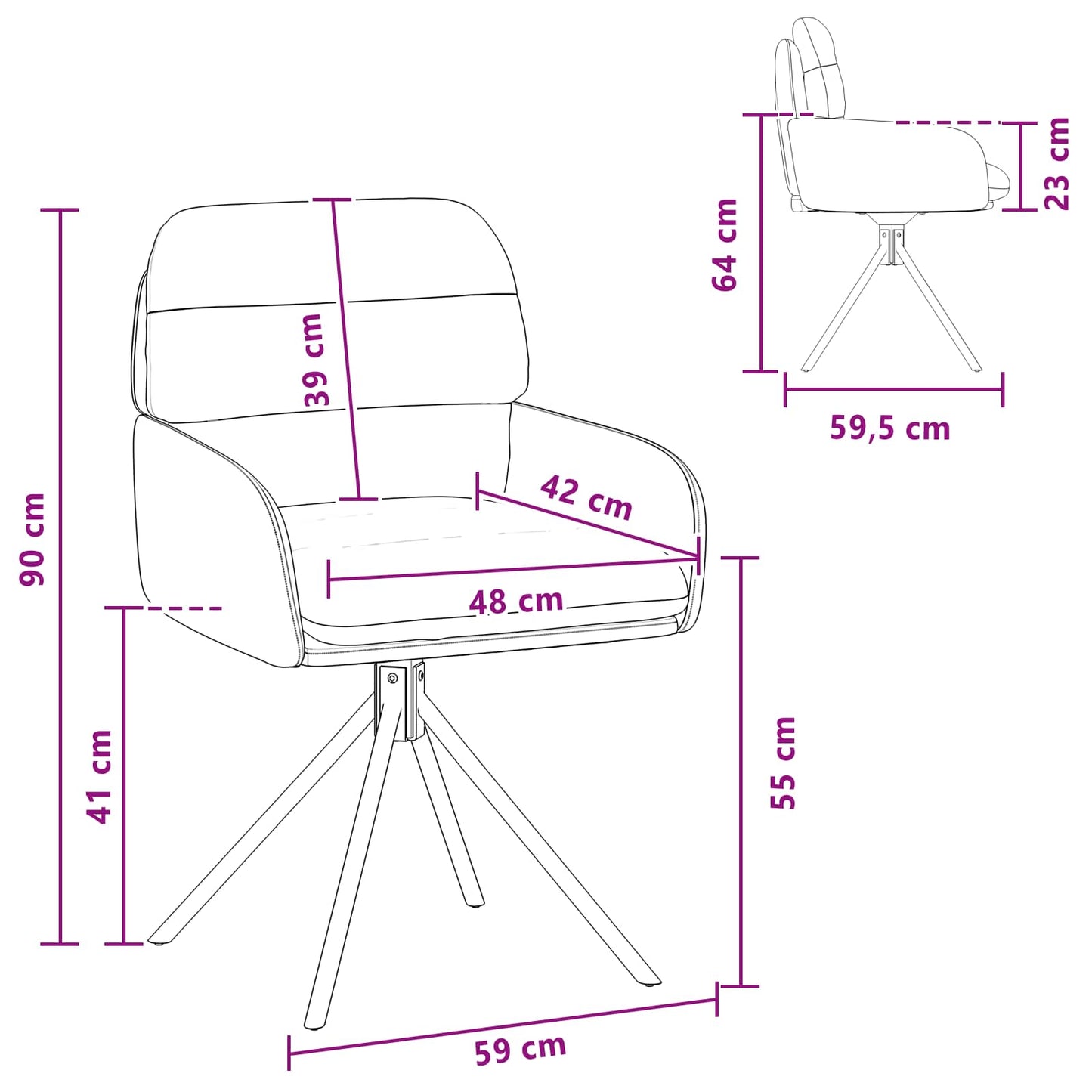 Svingende Spisestole 4 pcs Kunstlæder Hvid 59 x 59,5 x 90 cm