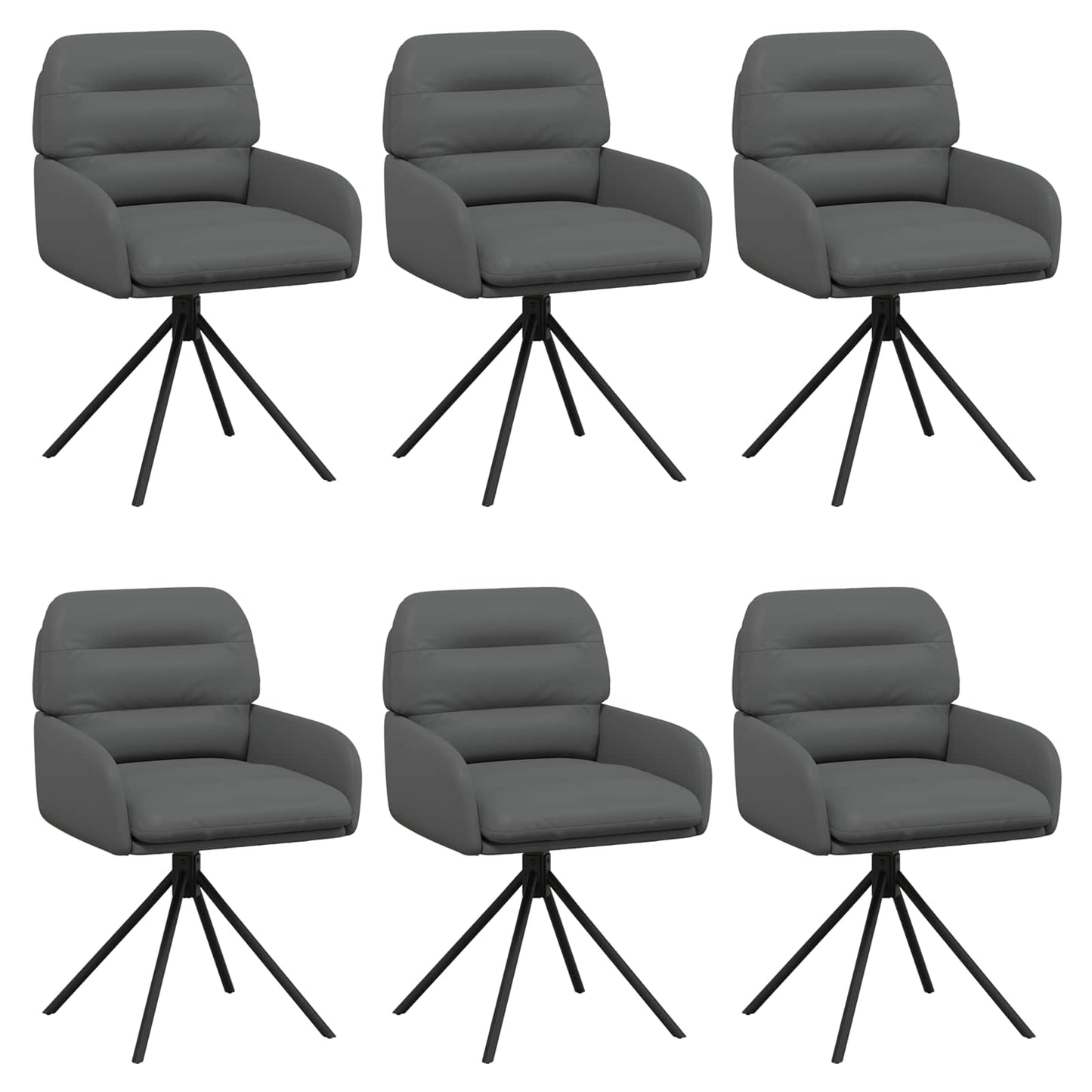 Svingende Spisestole 6 pcs Kunstlæder Grå 59 x 59,5 x 90 cm