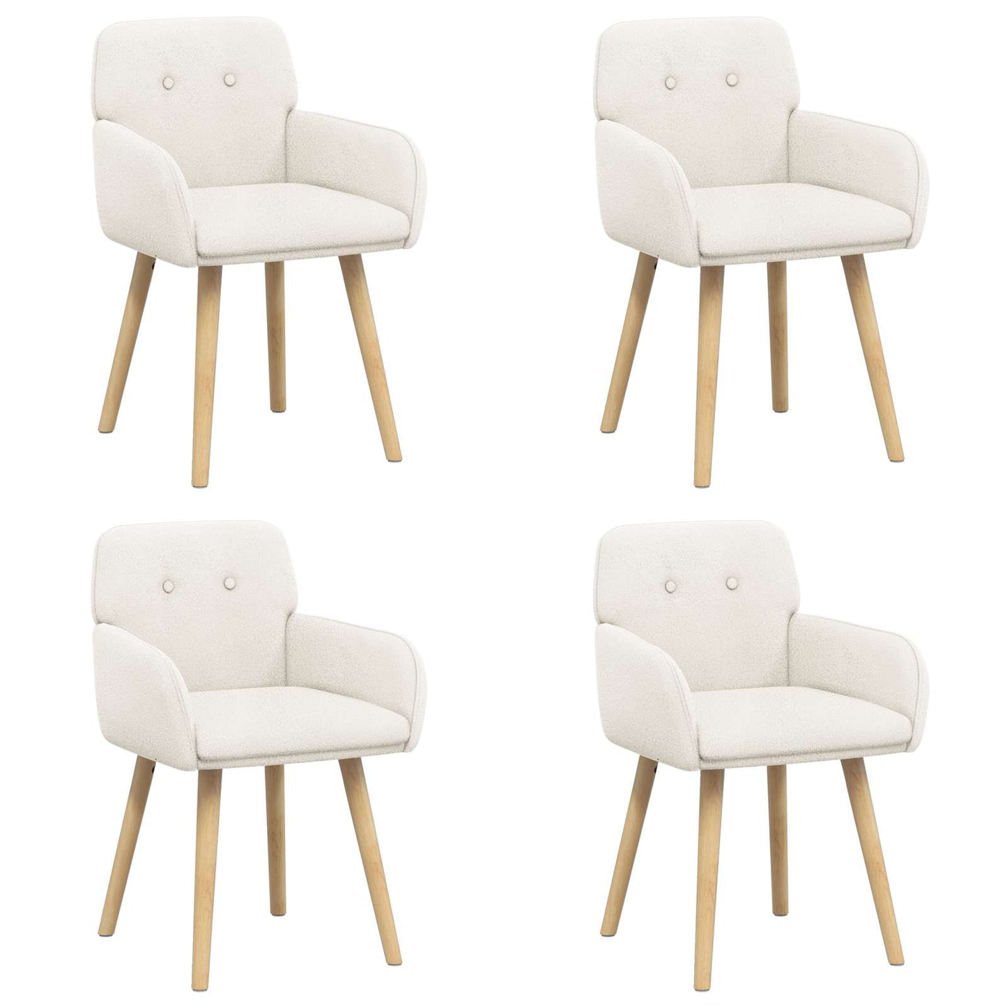 Spisestole 4 pcs Bouclé Cremefarvet 59 x 57 x 85 cm