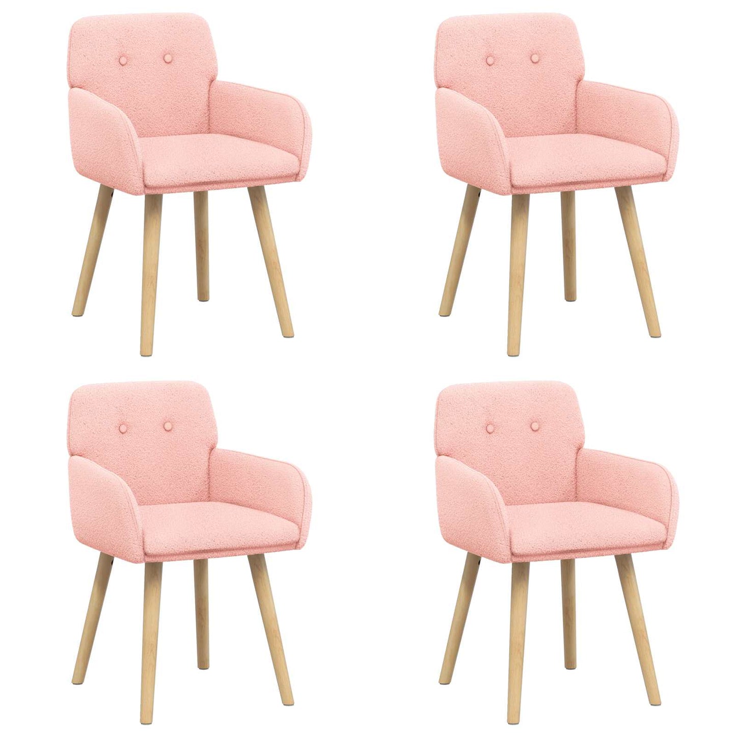 Spisestole 4 pcs Bouclé Lyserød 59 x 57 x 85 cm
