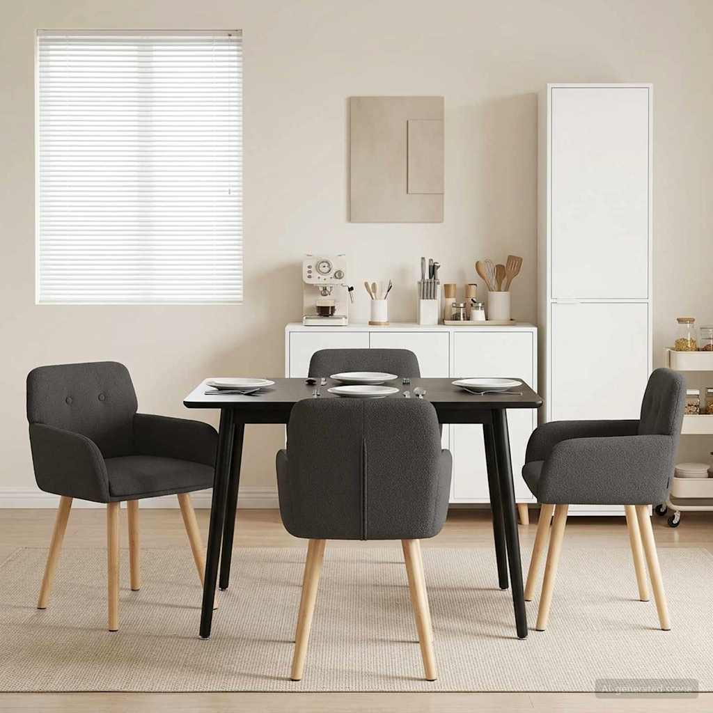 Spisestole 4 pcs Bouclé Mørkegrå 59 x 57 x 85 cm