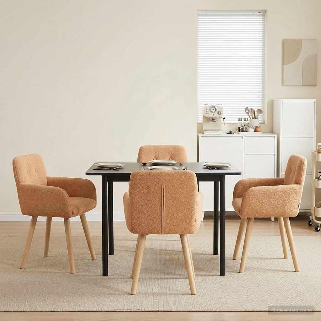 Spisestole 4 pcs Bouclé Beige 59 x 57 x 85 cm