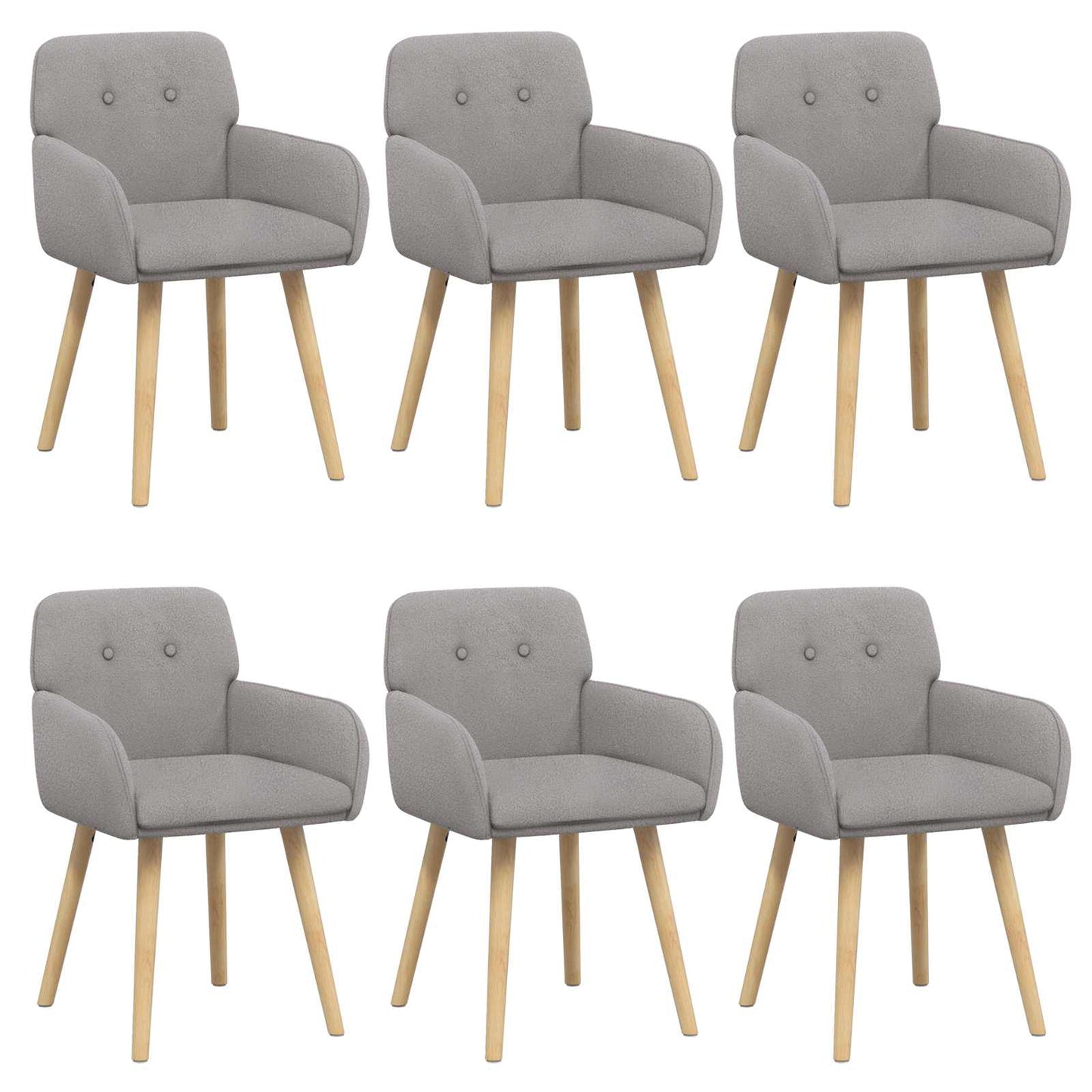 Spisestole 6 pcs Bouclé Lysegrå 59 x 57 x 85 cm