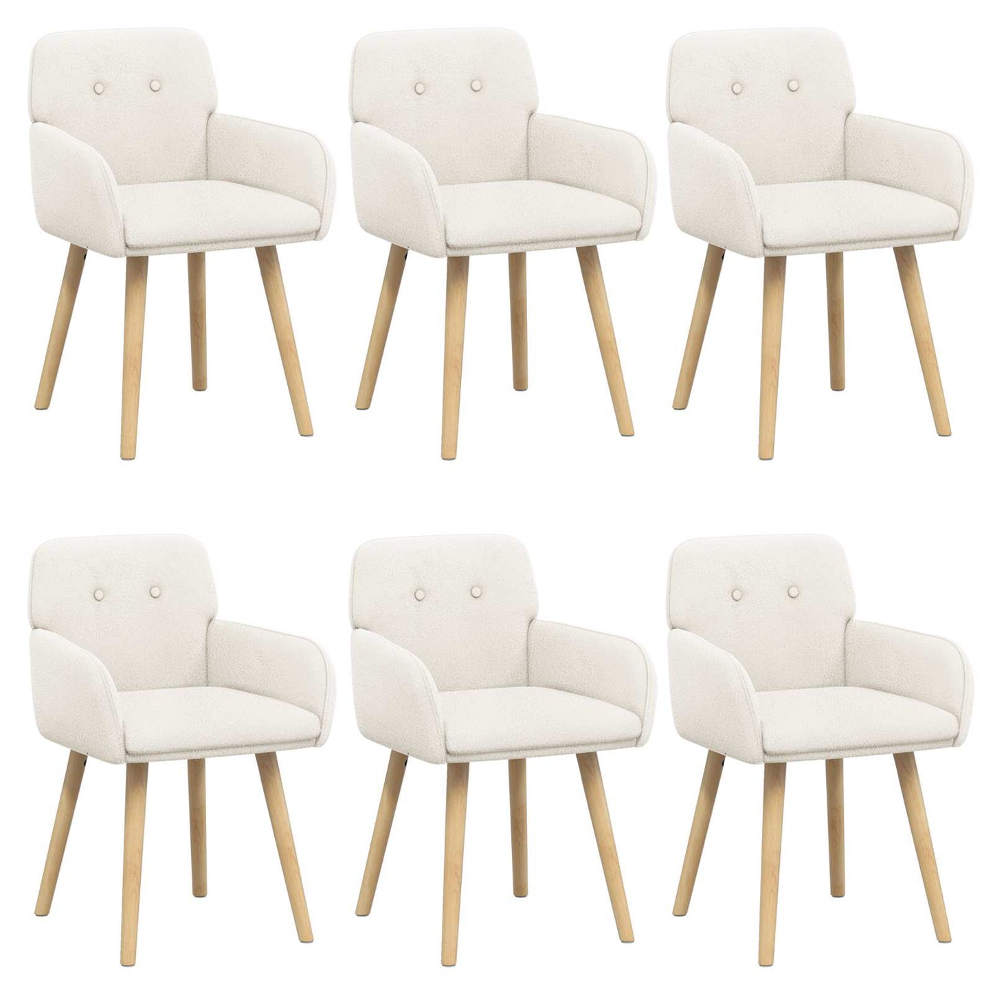 Spisestole 6 pcs Bouclé Cremefarvet 59 x 57 x 85 cm