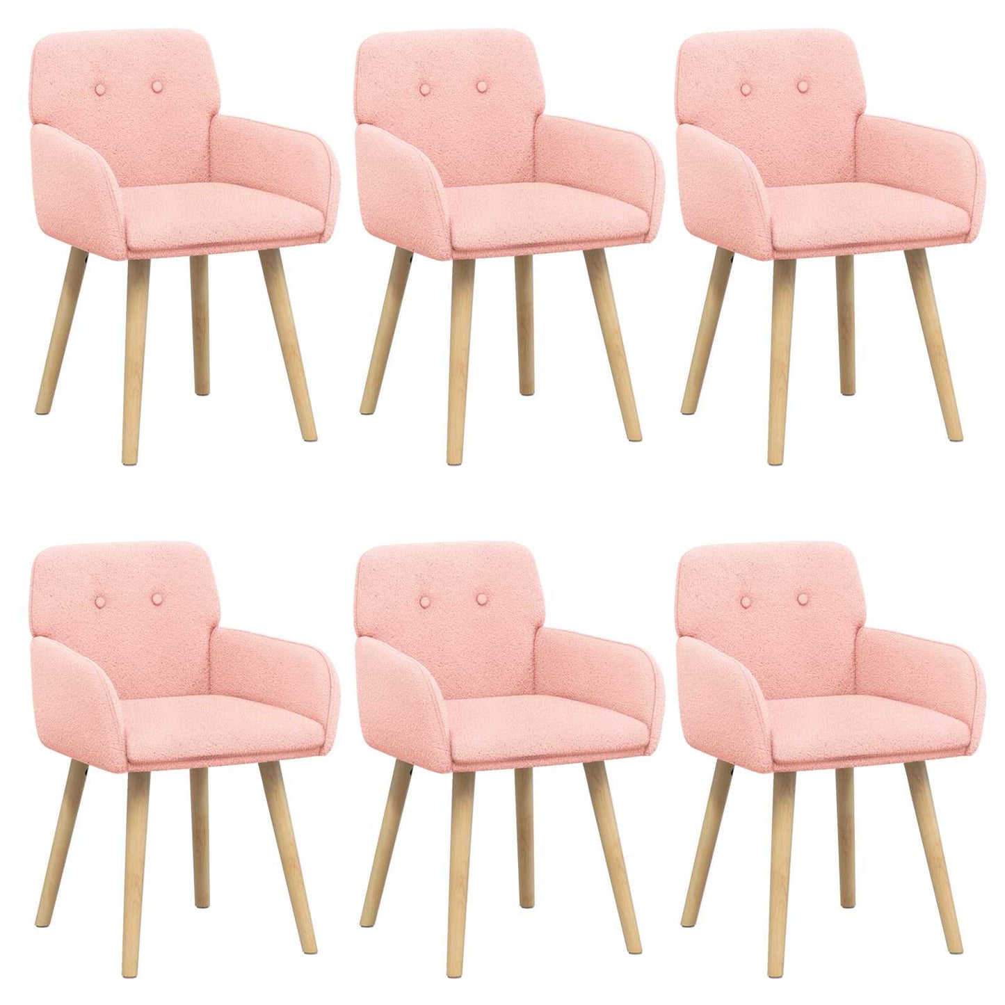 Spisestole 6 pcs Bouclé Lyserød 59 x 57 x 85 cm