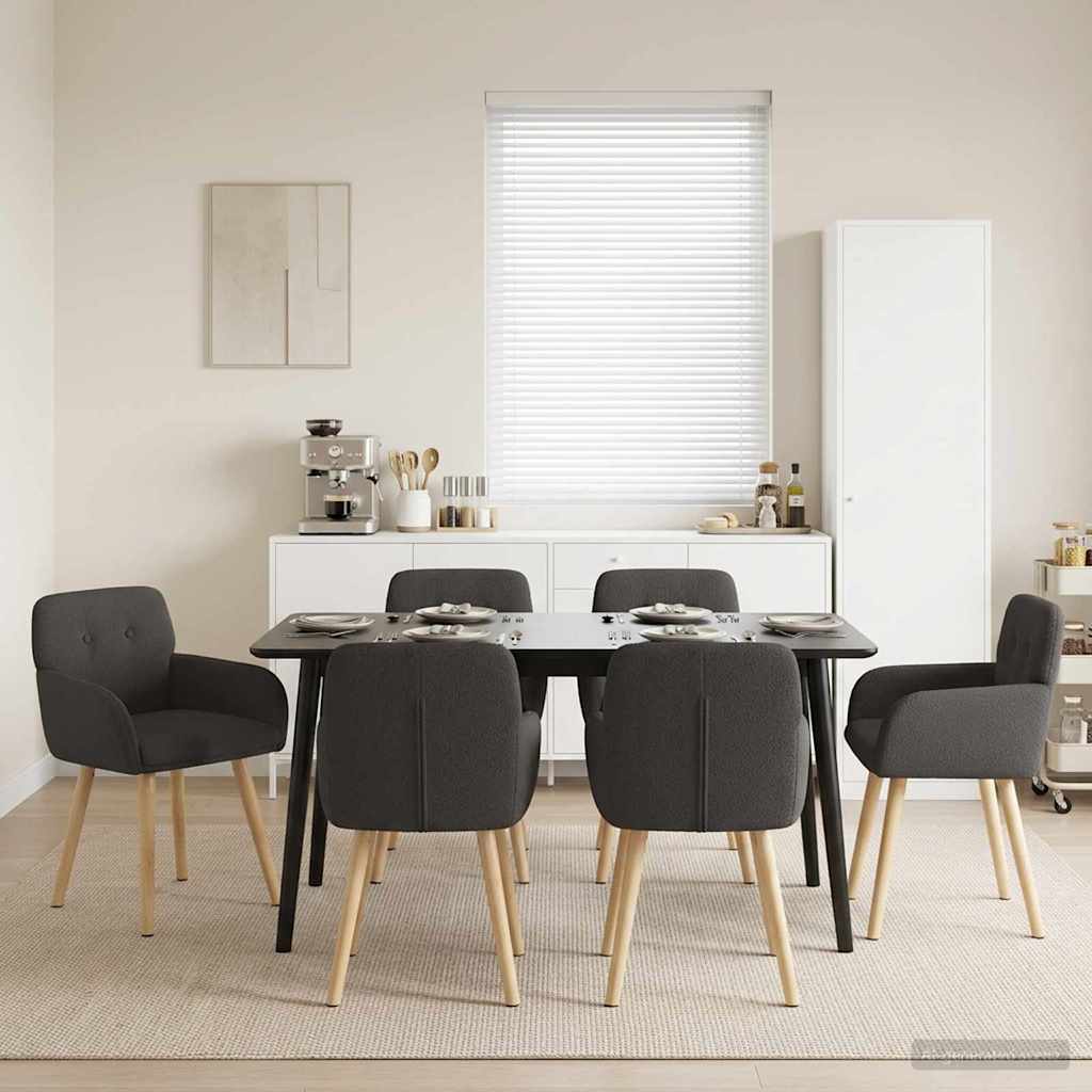 Spisestole 6 pcs Bouclé Mørkegrå 59 x 57 x 85 cm