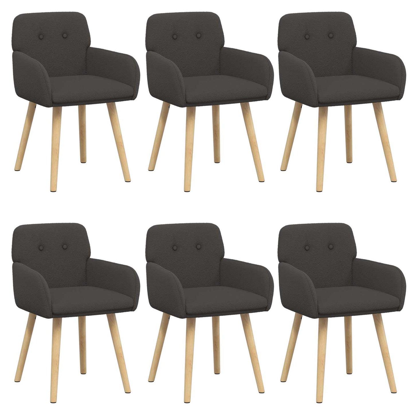 Spisestole 6 pcs Bouclé Mørkegrå 59 x 57 x 85 cm