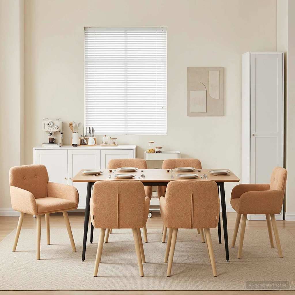 Spisestole 6 pcs Bouclé Beige 59 x 57 x 85 cm