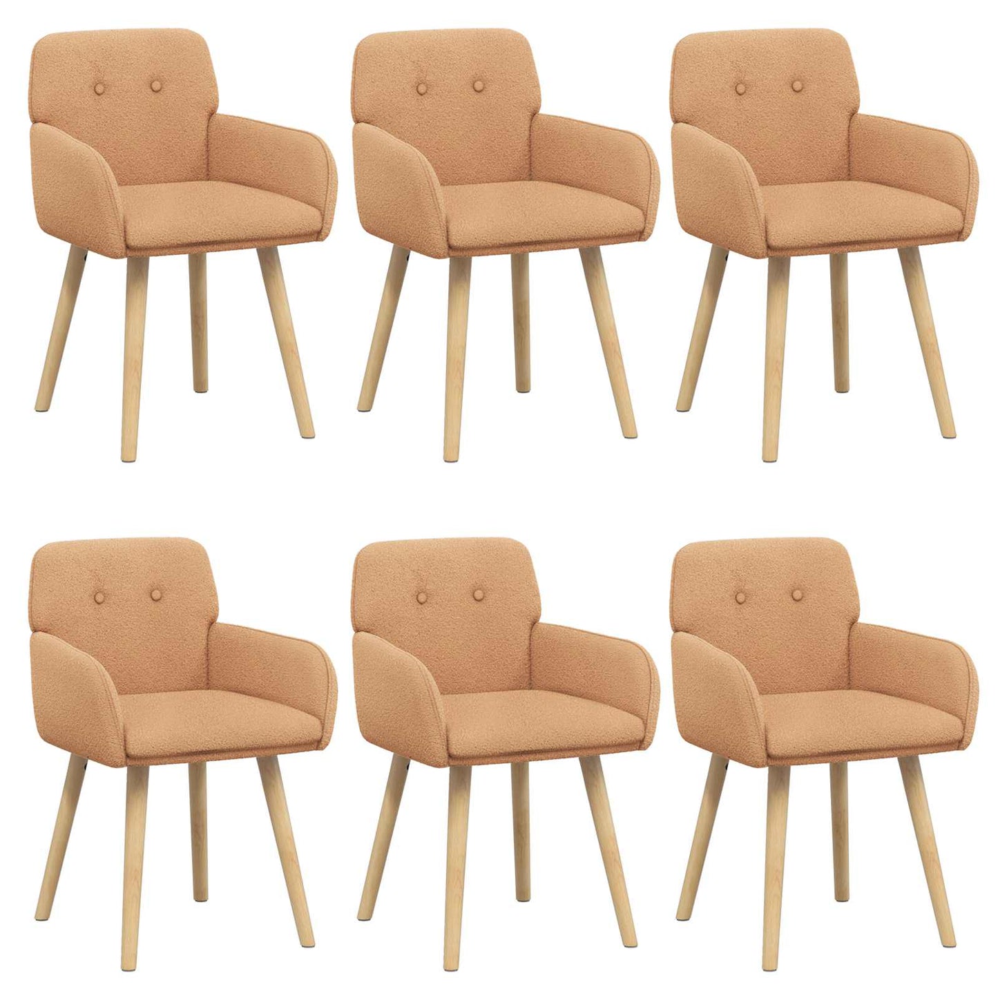 Spisestole 6 pcs Bouclé Beige 59 x 57 x 85 cm