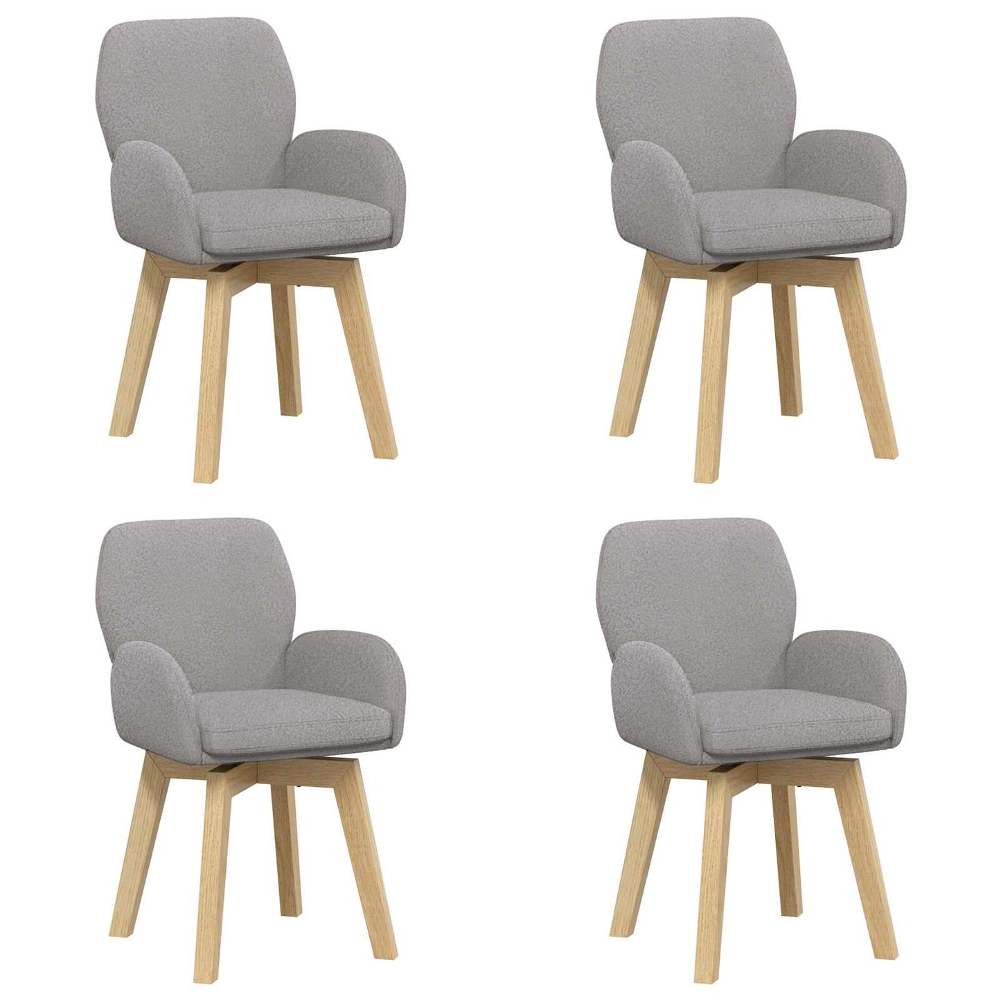 Svingende Spisestole 4 pcs Bouclé Lysegrå 54 x 58 x 87 cm