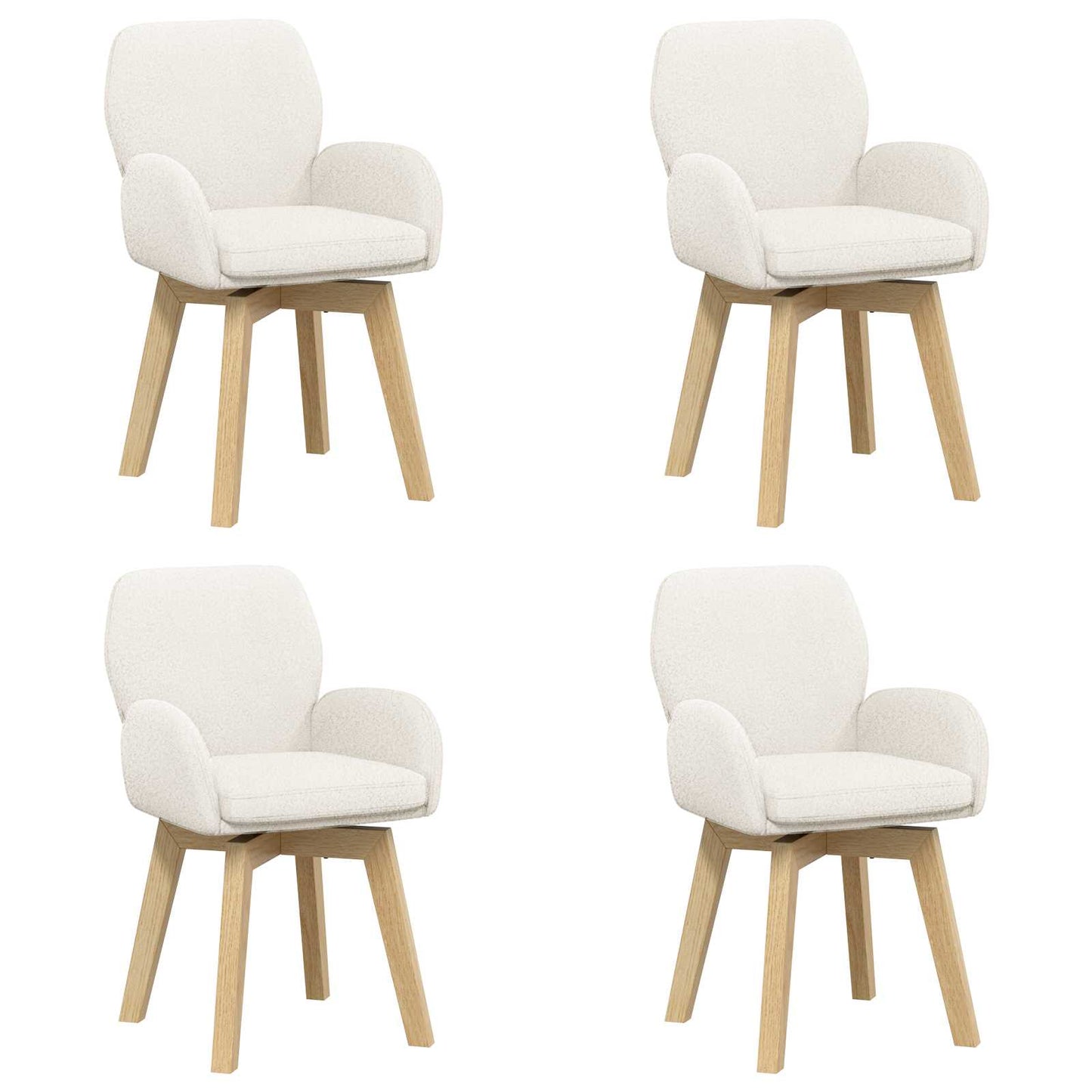 Svingende Spisestole 4 pcs Bouclé Cremefarvet 54 x 58 x 87 cm