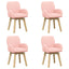 Svingende Spisestole 4 pcs Bouclé Lyserød 54 x 58 x 87 cm