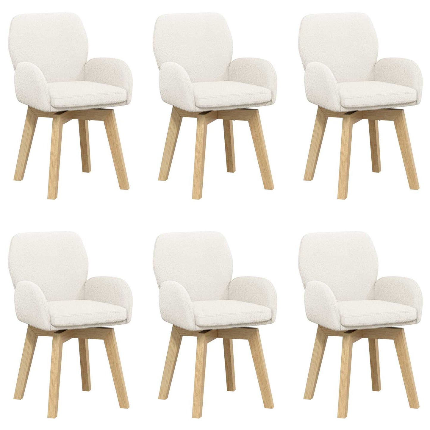 Svingende Spisestole 6 pcs Bouclé Cremefarvet 54 x 58 x 87 cm