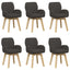 Svingende Spisestole 6 pcs Bouclé Mørkegrå 54 x 58 x 87 cm