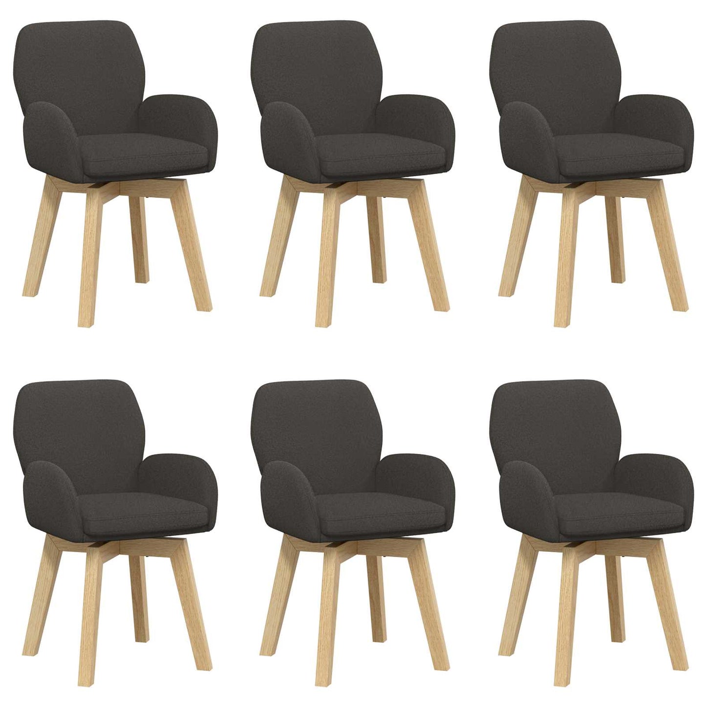 Svingende Spisestole 6 pcs Bouclé Mørkegrå 54 x 58 x 87 cm