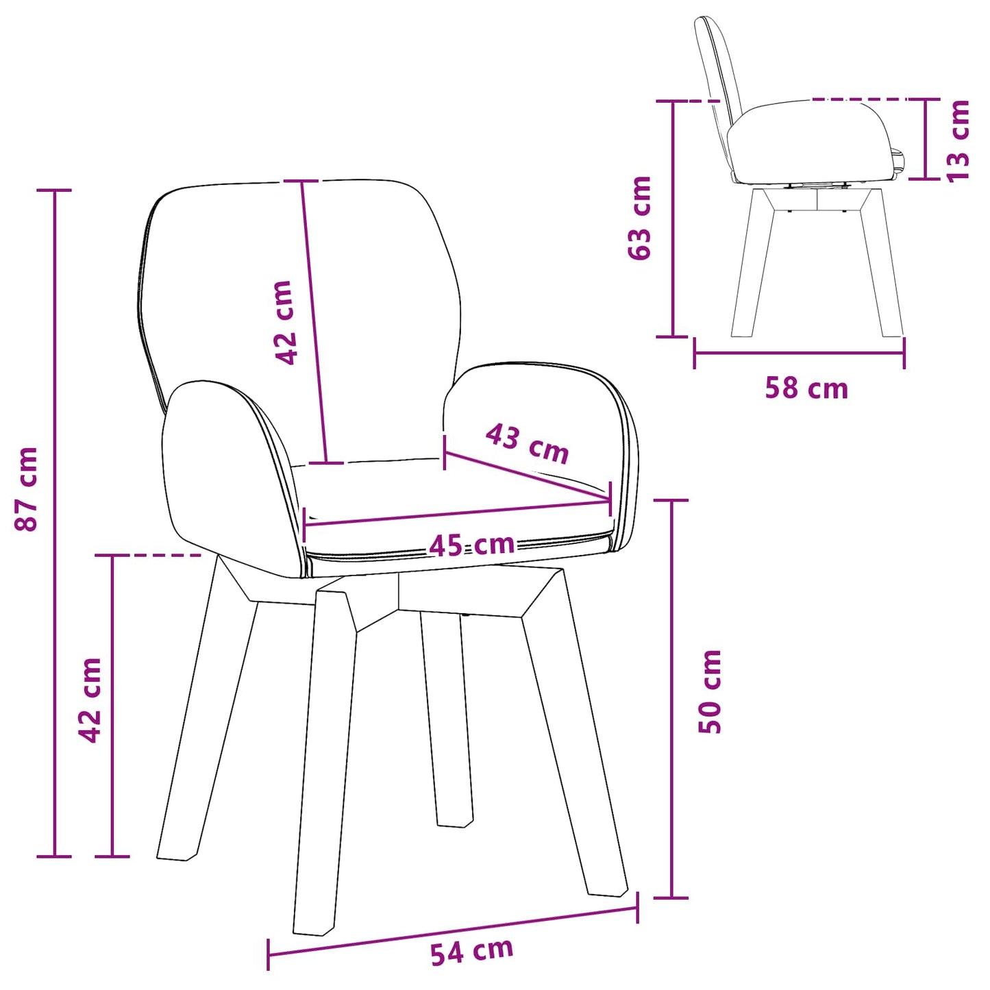 Svingende Spisestole 6 pcs Bouclé Mørkegrå 54 x 58 x 87 cm