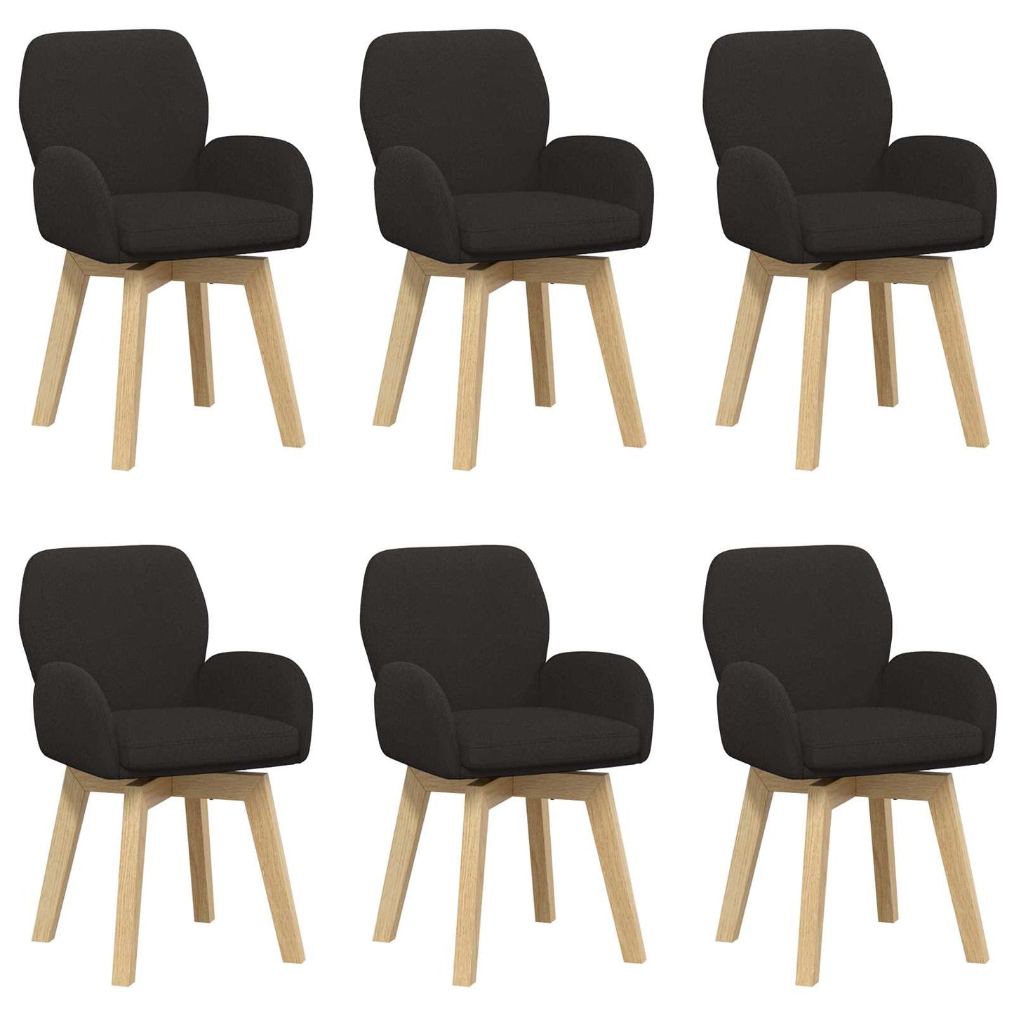 Svingende Spisestole 6 pcs Bouclé Sort 54 x 58 x 87 cm