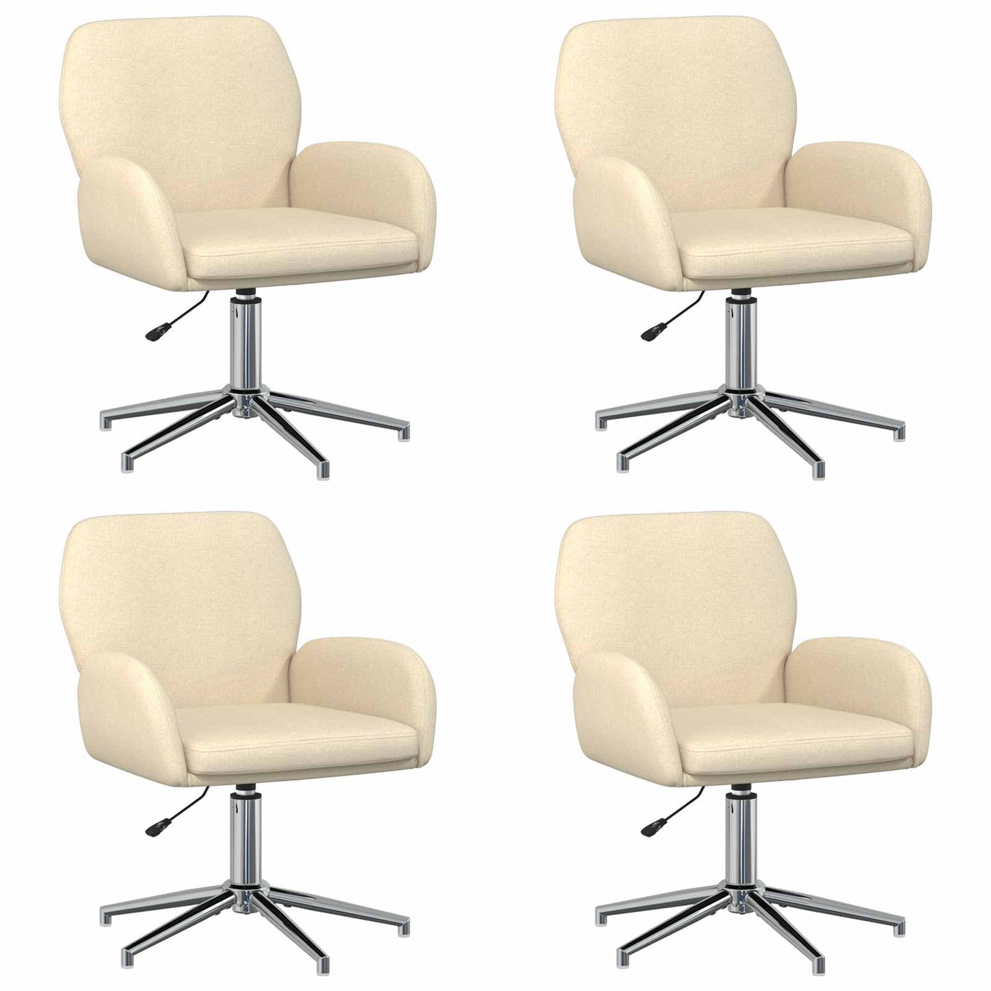 Drejestole 4 stk. 54 x 58 x 90 cm Cremefarvet Stof