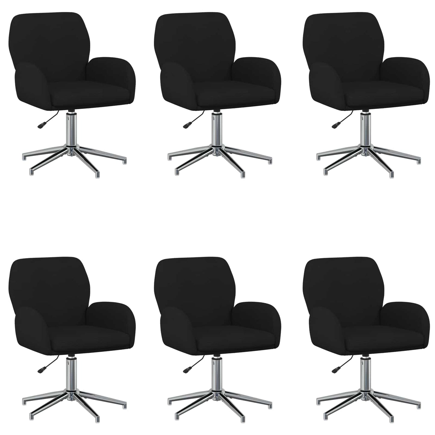 Drejestole 6 stk. 54 x 58 x 90 cm Sort Stof