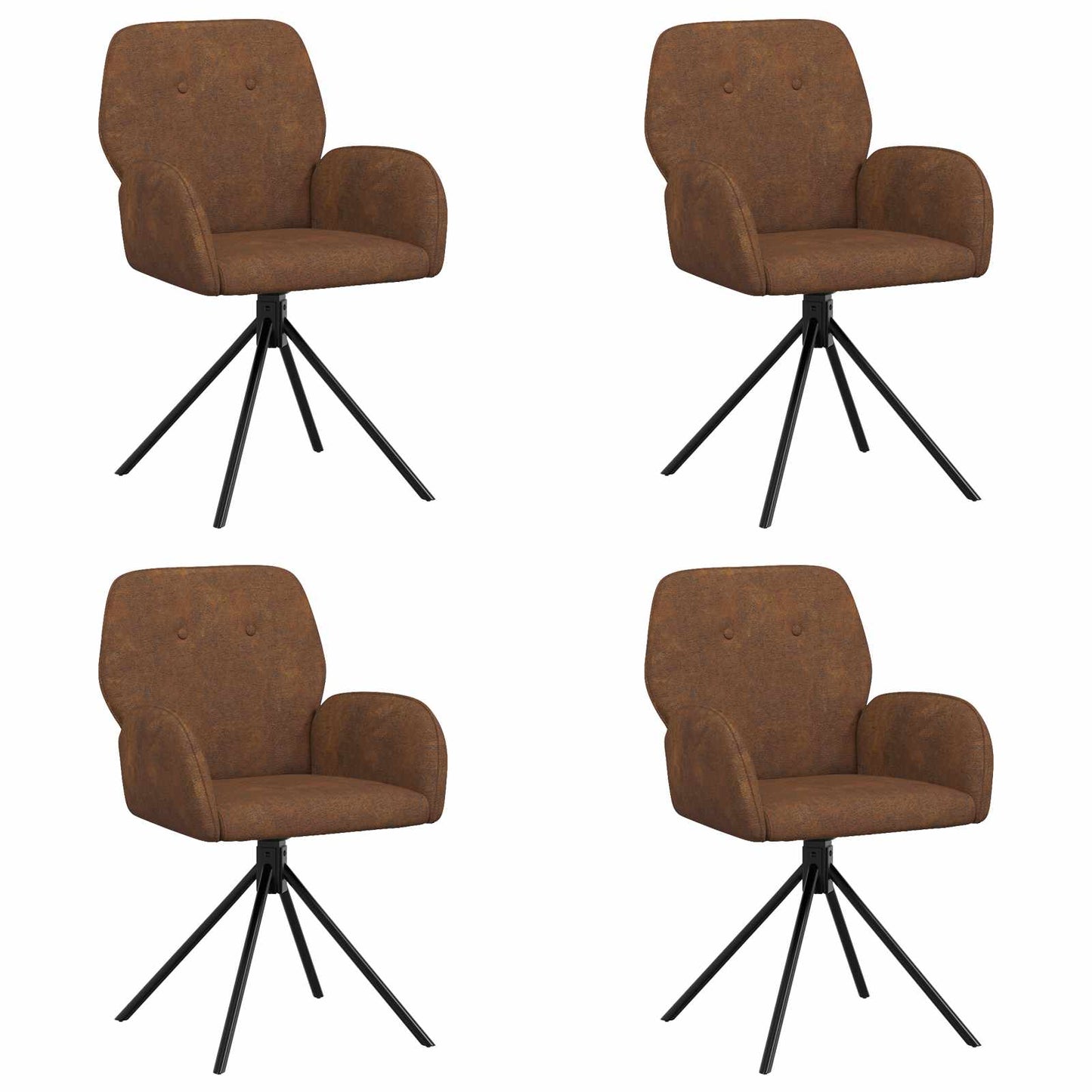Svingende Spisestole 4 pcs Faux Suede Læder Brun