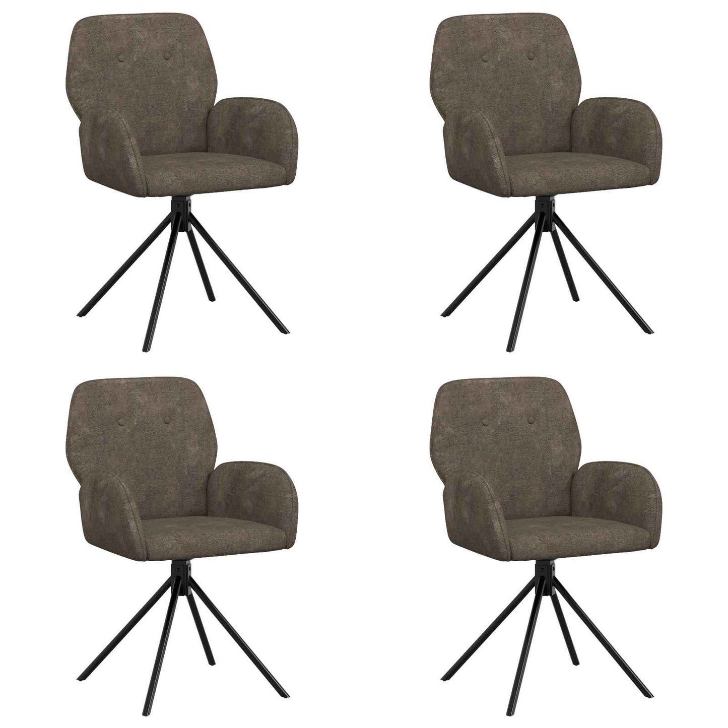 Svingende Spisestole 4 pcs Faux Suede Læder Mørkegrå