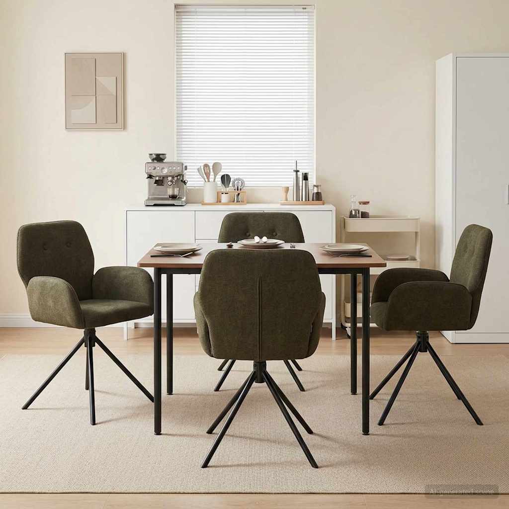 Svingende Spisestole 4 pcs Faux Suede Læder Army Grøn