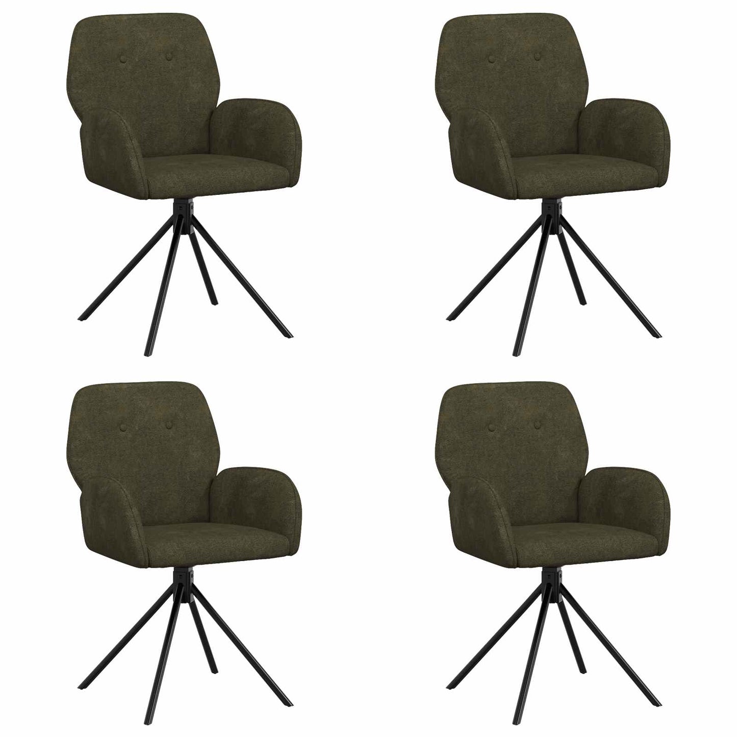 Svingende Spisestole 4 pcs Faux Suede Læder Army Grøn