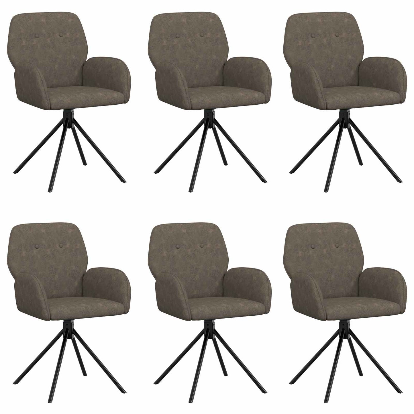 Svingende Spisestole 6 pcs Faux Suede Læder Mørkegrå