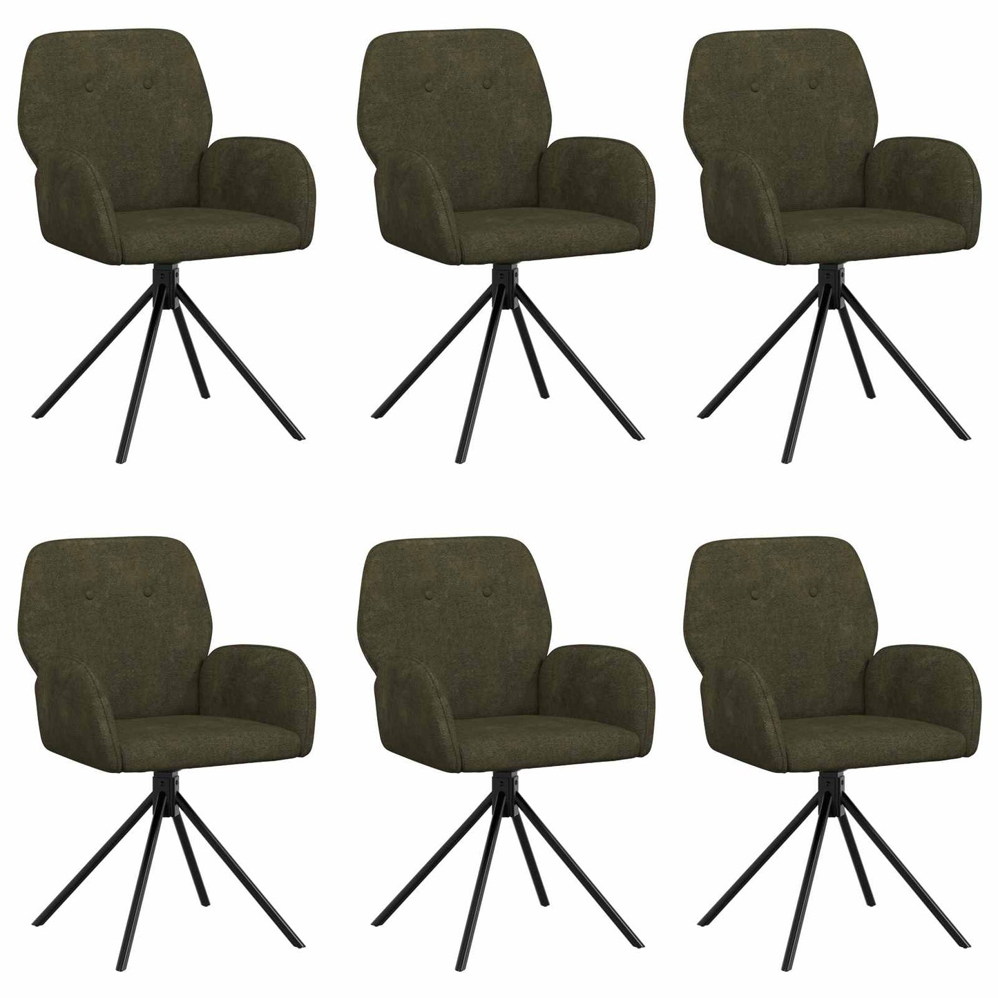 Svingende Spisestole 6 pcs Faux Suede Læder Army Grøn