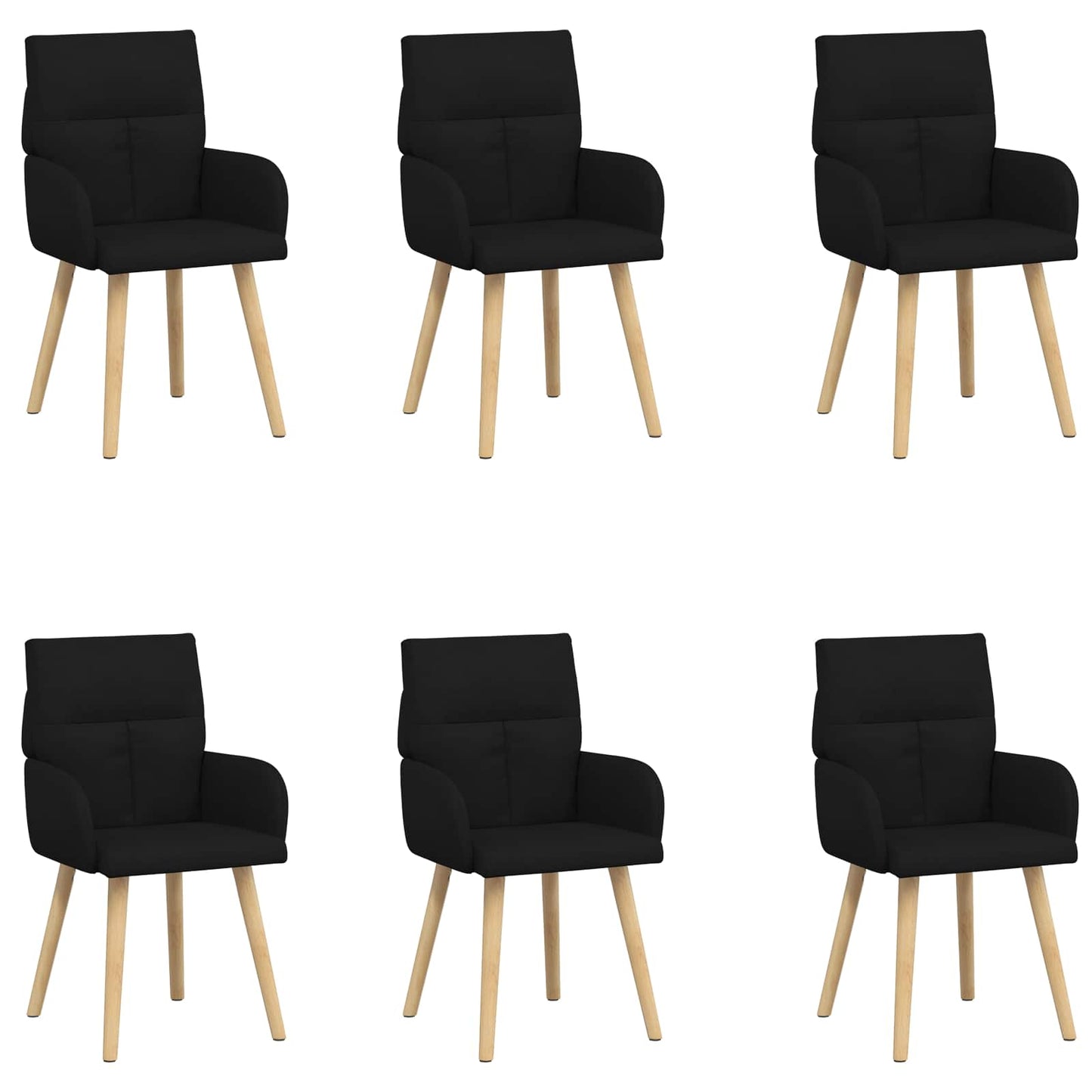 Spisestole 6 pcs Stof Sort 60 x 56 x 96 cm