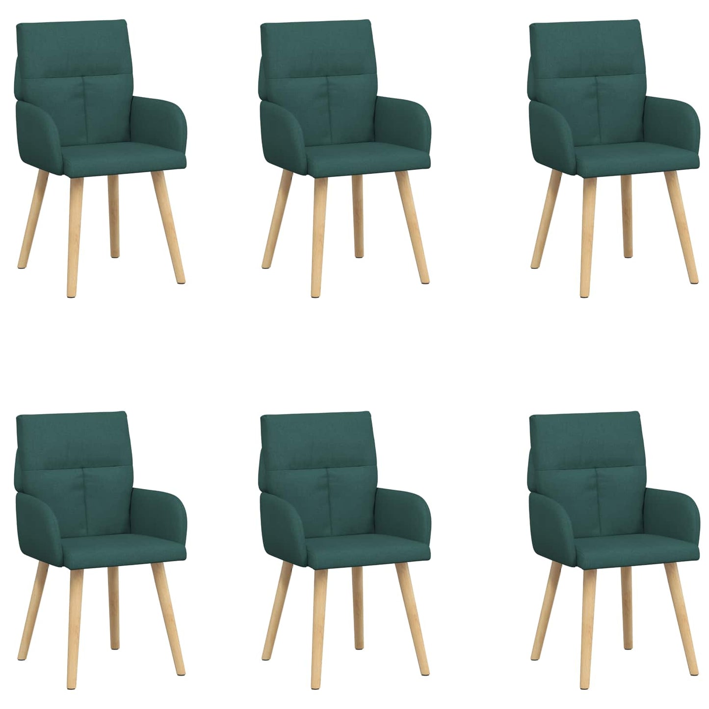 Spisestole 6 pcs Stof Mørkegrøn 60 x 56 x 96 cm