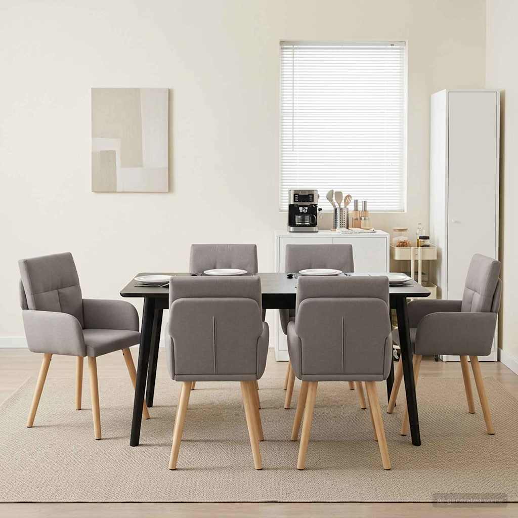 Spisestole 6 pcs Stof Gråbrun 60 x 56 x 96 cm
