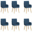 Spisestole 6 pcs Stof Blå 60 x 56 x 96 cm
