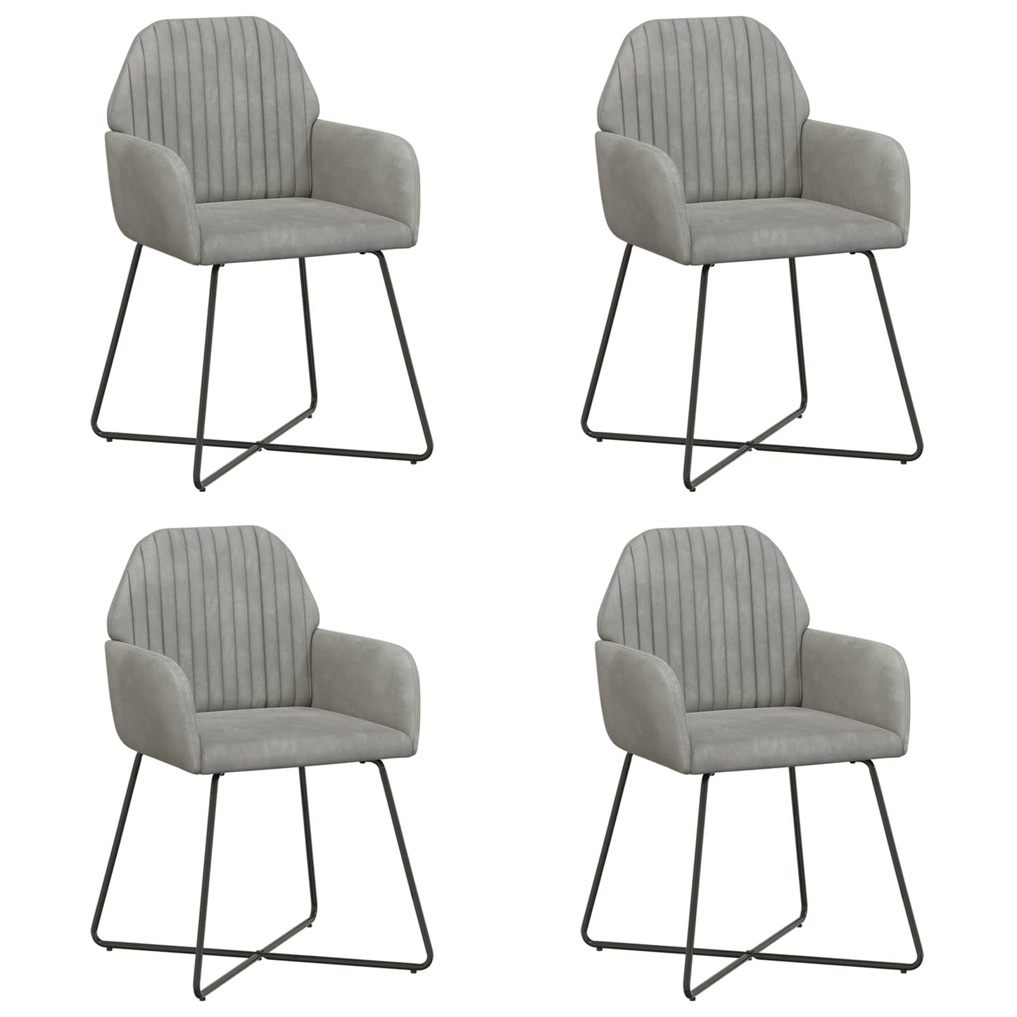 Spisestole 4 pcs Fløjl Lysegrå 55 x 50 x 84 cm