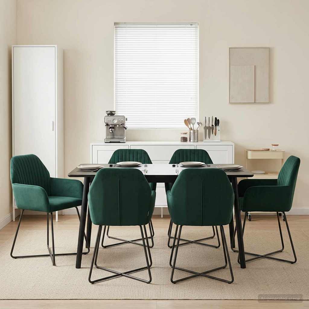 Spisestole 4 pcs Fløjl Mørkegrøn 55 x 50 x 84 cm
