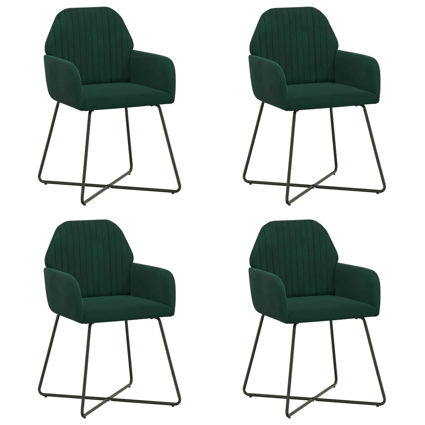 Spisestole 4 pcs Fløjl Mørkegrøn 55 x 50 x 84 cm