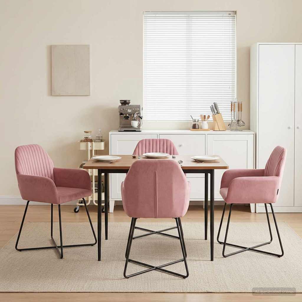 Spisestole 4 pcs Fløjl Lyserød 55 x 50 x 84 cm