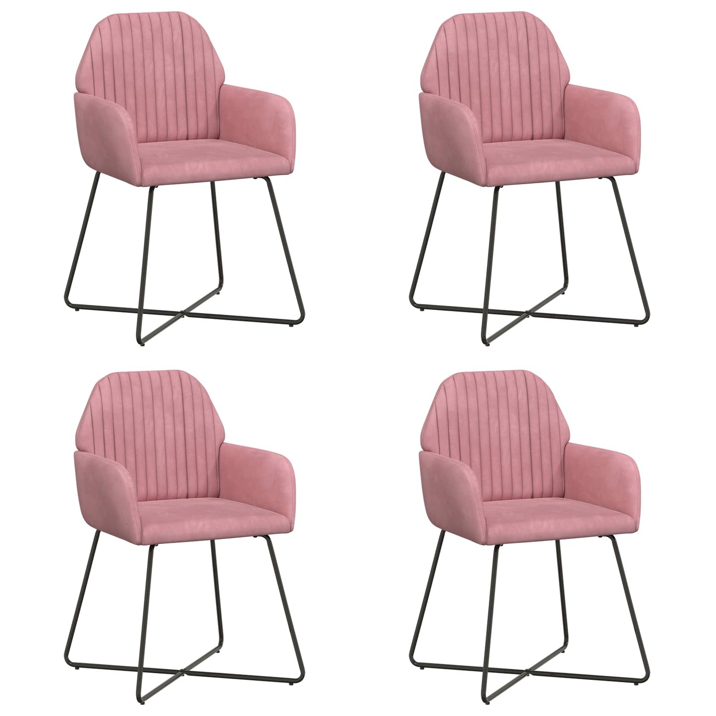 Spisestole 4 pcs Fløjl Lyserød 55 x 50 x 84 cm