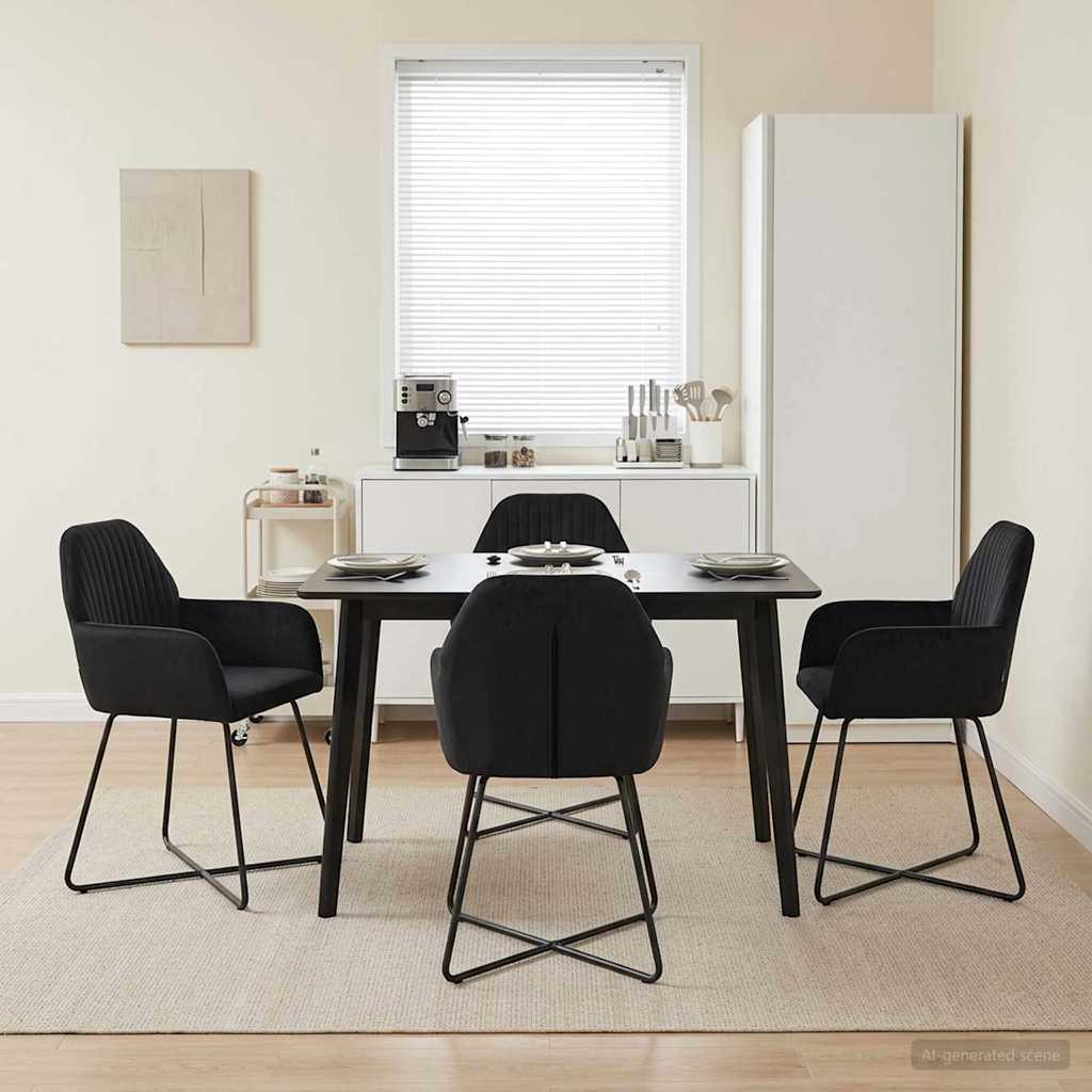 Spisestole 4 pcs Fløjl Sort 55 x 50 x 84 cm
