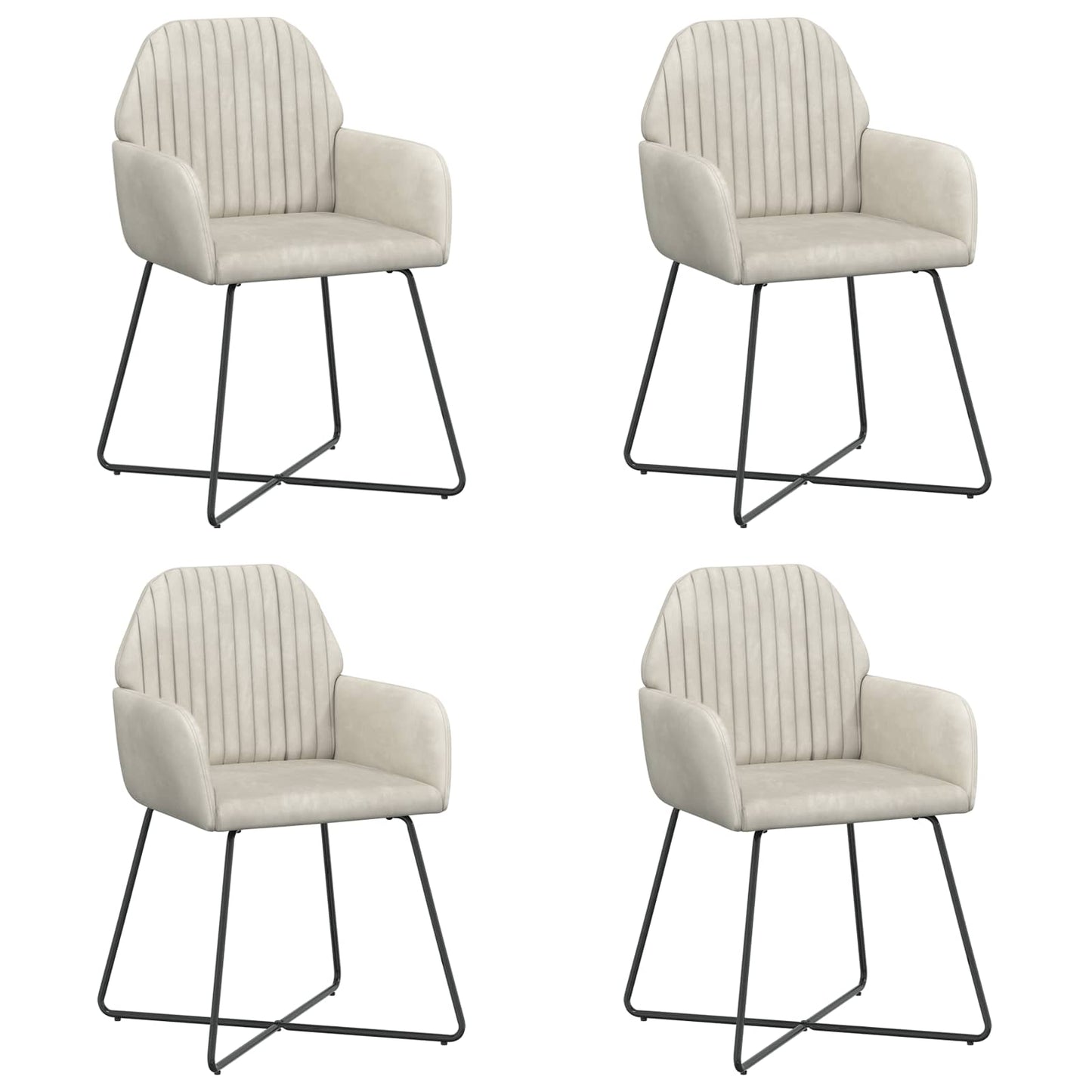 Spisestole 4 pcs Fløjl Cremefarvet 55 x 50 x 84 cm