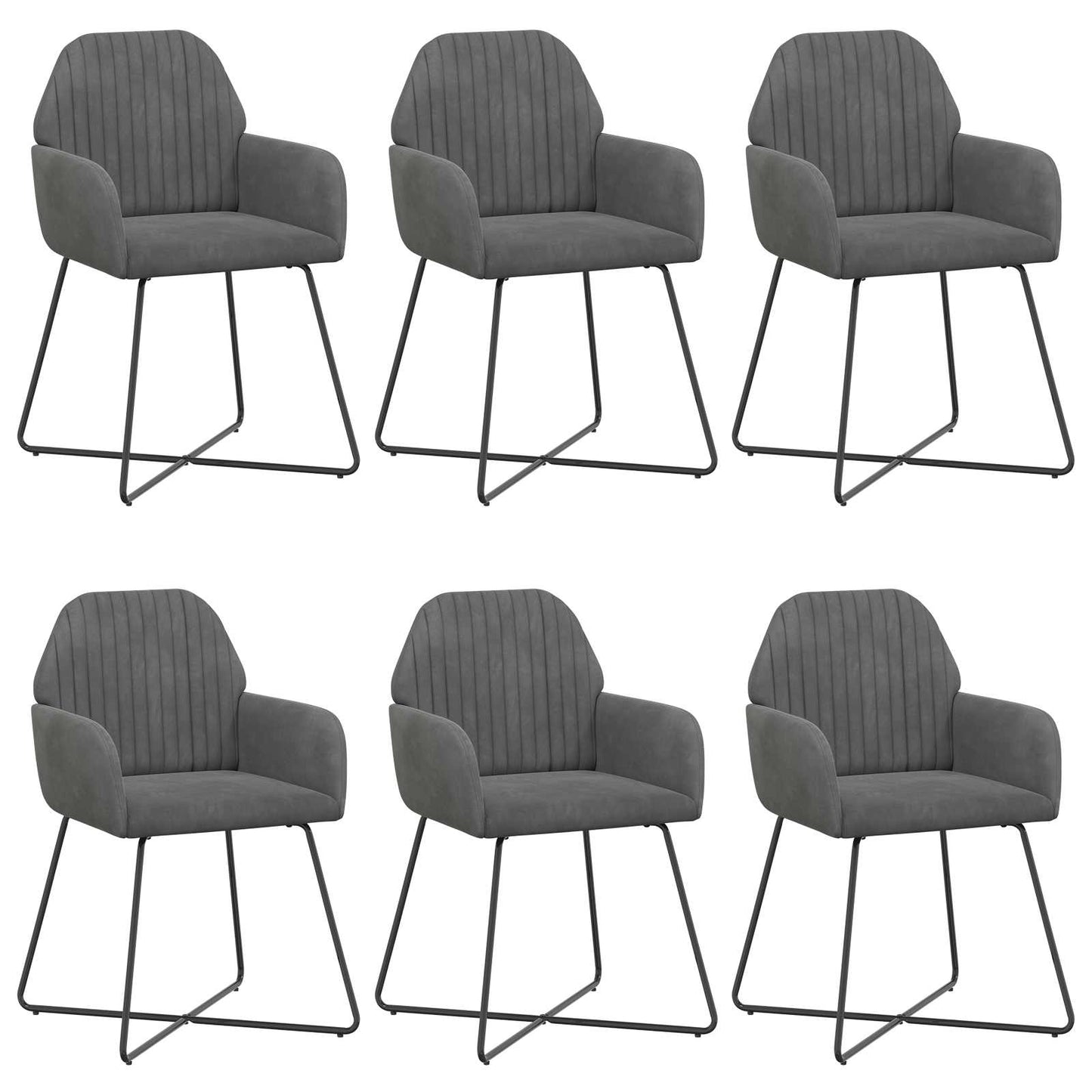 Spisestole 6 pcs Fløjl Mørkegrå 55 x 50 x 84 cm