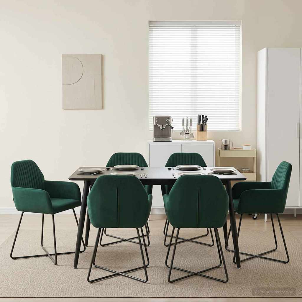 Spisestole 6 pcs Fløjl Mørkegrøn 55 x 50 x 84 cm