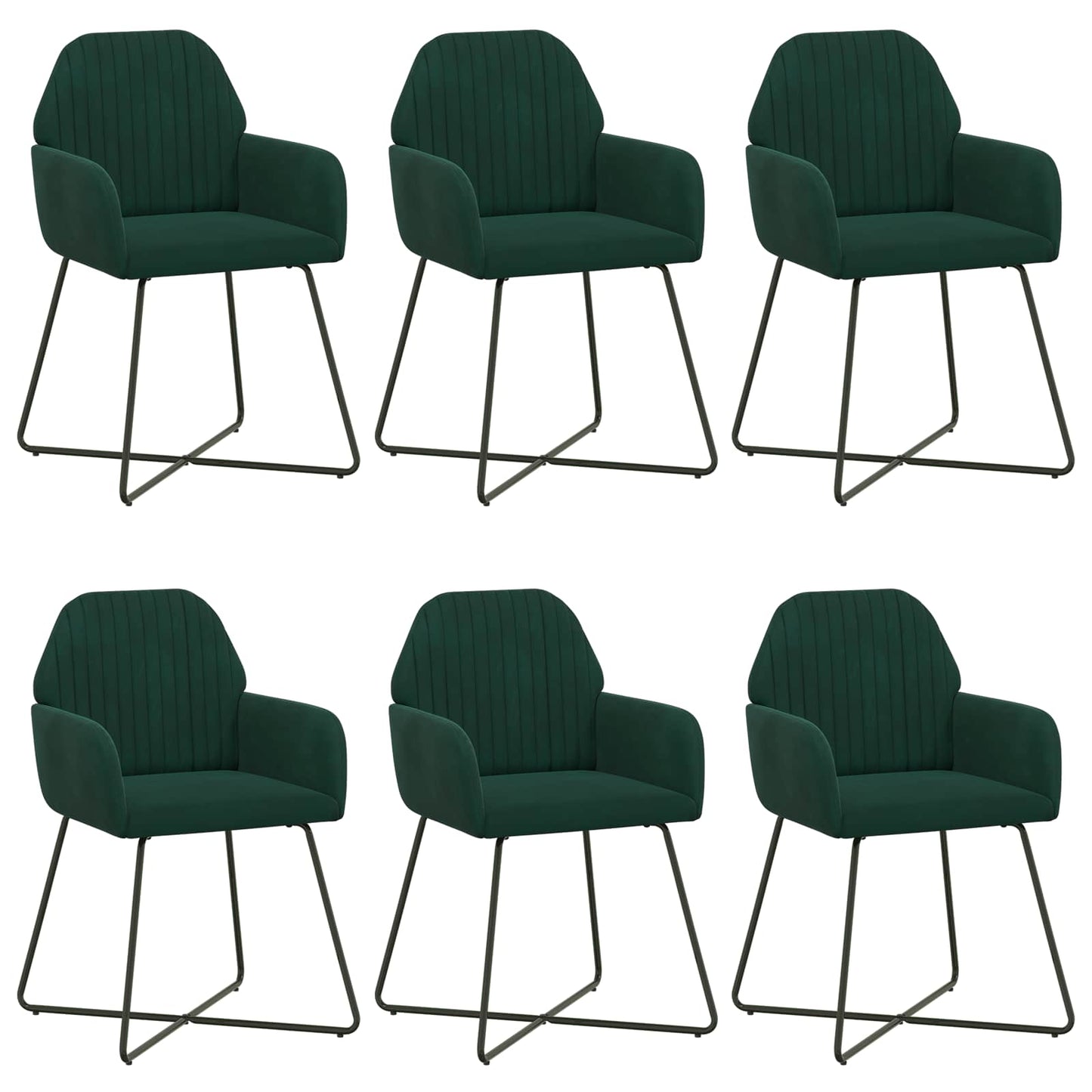 Spisestole 6 pcs Fløjl Mørkegrøn 55 x 50 x 84 cm