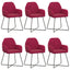Spisestole 6 pcs Fløjl Vinrød 55 x 50 x 84 cm