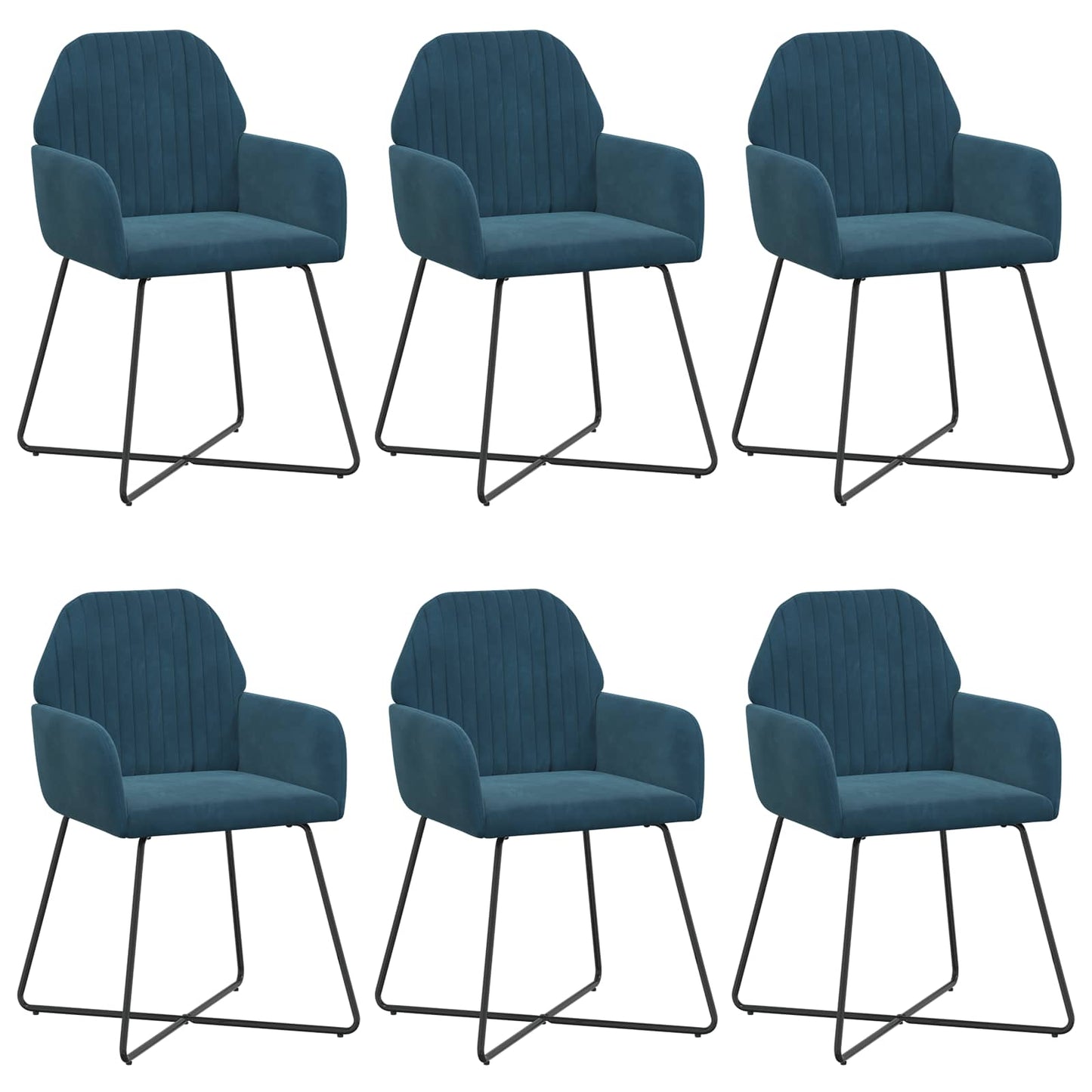 Spisestole 6 pcs Fløjl Blå 55 x 50 x 84 cm