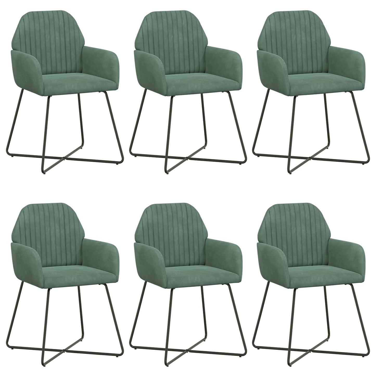 Spisestole 6 pcs Fløjl Havgrøn 55 x 50 x 84 cm