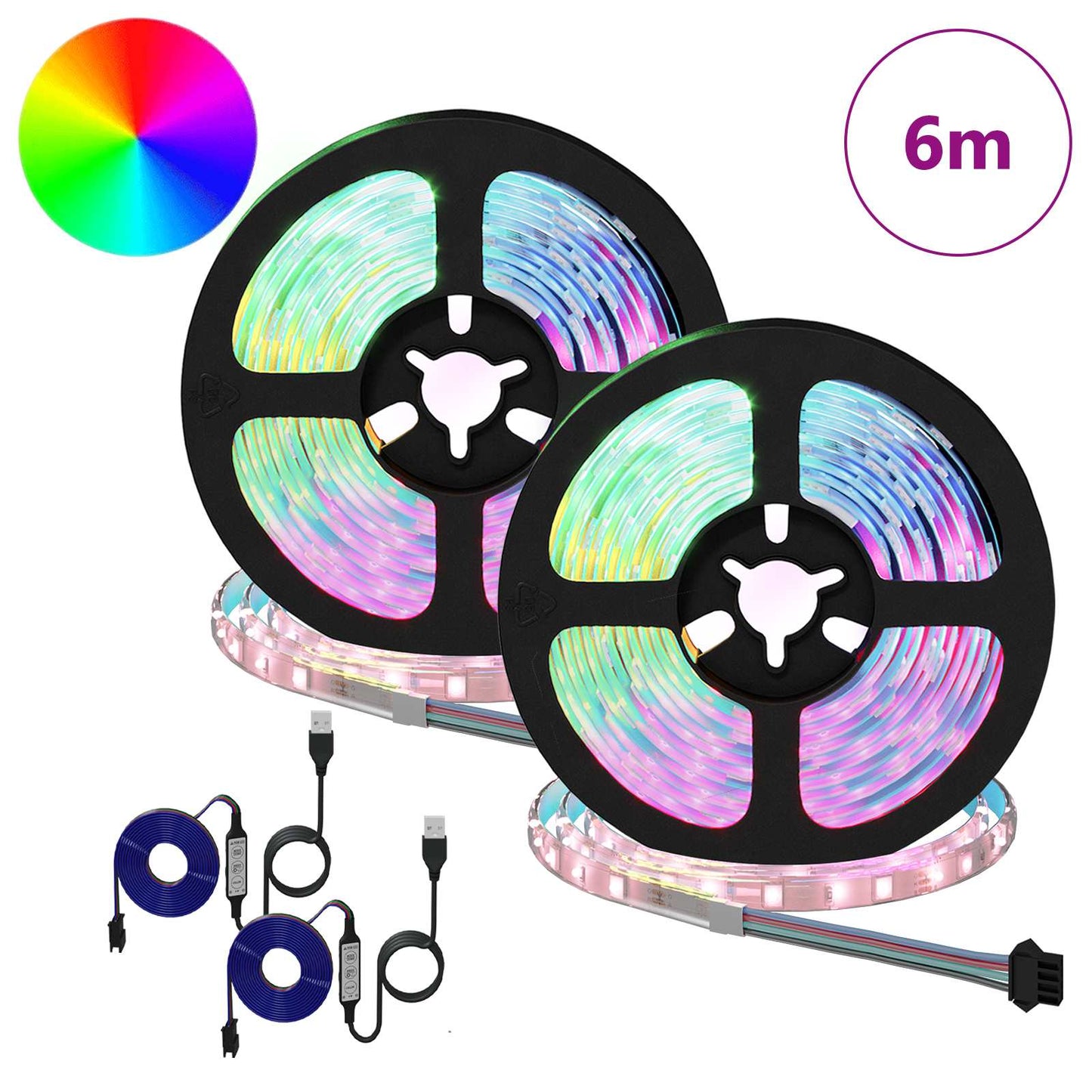 LED Strip 2 pcs Sort og Gennemsigtig 3000 mm Kobber og plastik