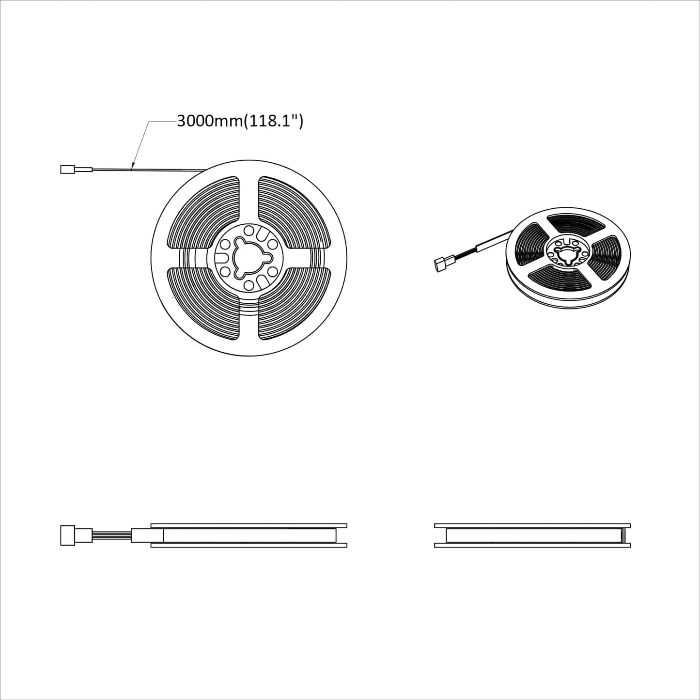 LED Strip 12 pcs Sort og Gennemsigtig 3000 mm Kobber og plastik
