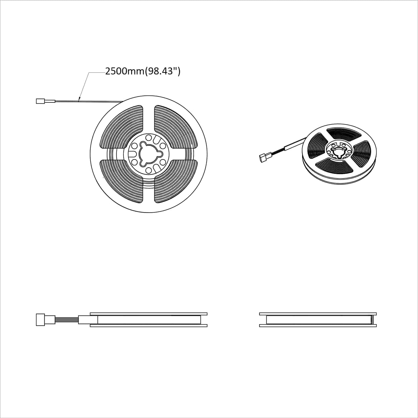 LED Strip 2 pcs Sort og Gennemsigtig 2500 mm Kobber og plastik